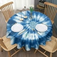 thumbnail image 3 of Blue White Tie Dye Spiral Pattern Round Tablecloth 60"x60",Wrinkle Wipeable Table Cloth for Kitchen Dining Room Picnic Patio Party, 3 of 6