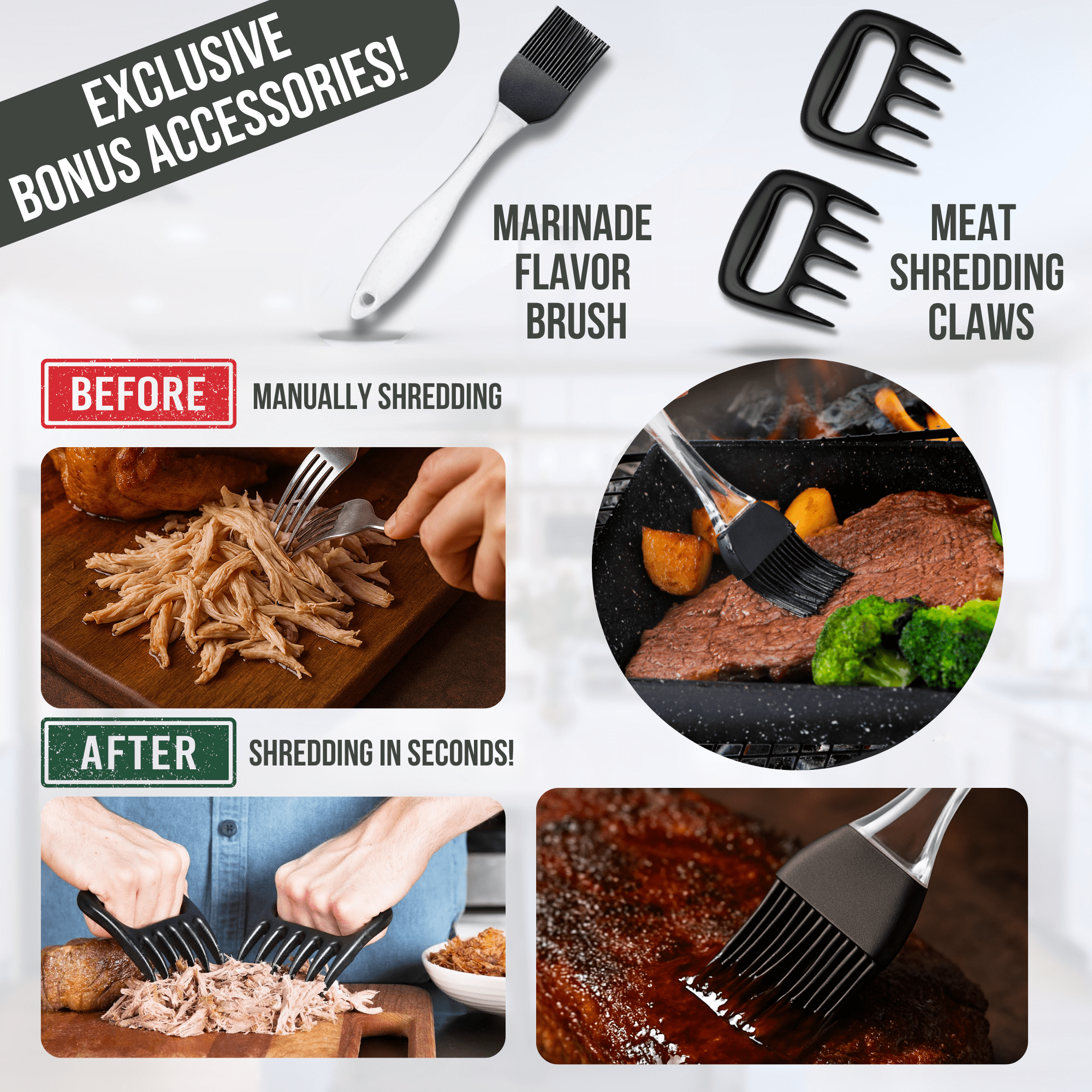 Iron Grillers Stainless Steel Meat Injector Syringe Kit for Smoking & Grilling Turkey, Brisket & BBQ