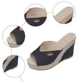 thumbnail image 4 of Rokment Cotton Linen Espadrilles Platform Wedge Sandals for Women 2026 Summer Beach Trendy Casual Peep Toe Extra Chunky Heeled Slip on Slides Backless Dressy Slippers Black Size 6.5, 4 of 6