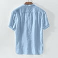 thumbnail image 3 of Jinhomg Men's Big and Tall Summer Shirts Lightweight Comfy Cotton Linen Beach Tops Casual Loose Short Sleeve Button Down Vacation Shirt 2025 Saving Light Blue XXXL, 3 of 4
