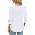 thumbnail image 5 of Diufon Womens Tops 3/4 Sleeve with Buttons Dressy Casual Blouses Soft Crewneck Shirts Fall Fashion Clothes, 5 of 9