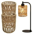 thumbnail image 2 of 2 Pack Rattan Lamp Shade Small Boho Shades Replacement - Pendant Sconce Shade Ceiling Fan Light Covers Cylinder Woven Lampshade for Floor Lamps Pendant Light Chandelier Wall Sconces(Khaki), 2 of 9