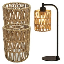 Small Lamp Shades, Pendant Light Shade, 2Pcs Rattan Lamp Shade, Handwoven Natural Wicker Lamp Shade, Farmhouse Pendant Light Lamp Shade, Cylinder Woven Lampshade