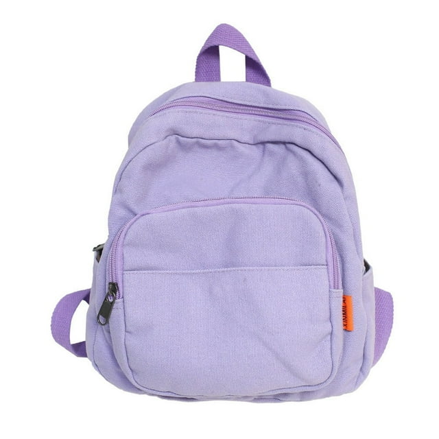 Fashion Women Solid Color Backpack Students Canvas School Knapsacks (Black)