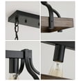 thumbnail image 3 of Q&S 4-Light Industrial Metal Pot Hanging Rack Chandelier Imitation Wood Grain Linear Pendant Ceiling Lighting Rustic Farmhouse Fixture Kitchen Island Dining Room,E26 Base,Black,UL Listed, 3 of 9