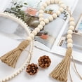 thumbnail image 3 of Dragonus Long Wood Bead Garland Farmhouse Rustic Country Beads with Tassles Home Decor, 3 of 5