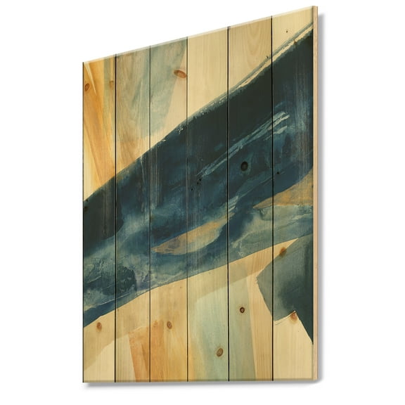 Designart 'Indigo Fractal Panel I' Glam Modern Print on Natural Pine Wood