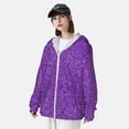 thumbnail image 3 of Fotbe Glitter Purple Chaqueta con Protección Solar UPF 50+ para Hombre y Mujer, Camisa con Capucha y Bolsillos-Large, 3 of 7