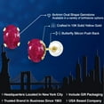thumbnail image 2 of Gem Stone King 10K Yellow Gold Red Ruby Stud Earrings for Women Men (1.20 Cttw, Gemstone July Birthstone, Oval 6X4MM), 2 of 6