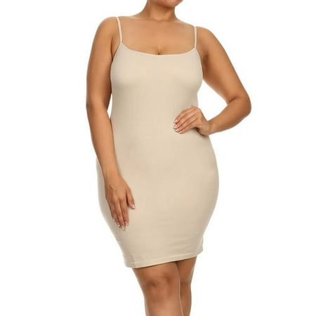 

Lady s Solid Seamless Long Cami Top Plus (Oyster)