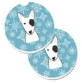 thumbnail image 1 of Snowflake Bull Terrier Set of 2 Cup Holder Car Coaster, 1 of 1
