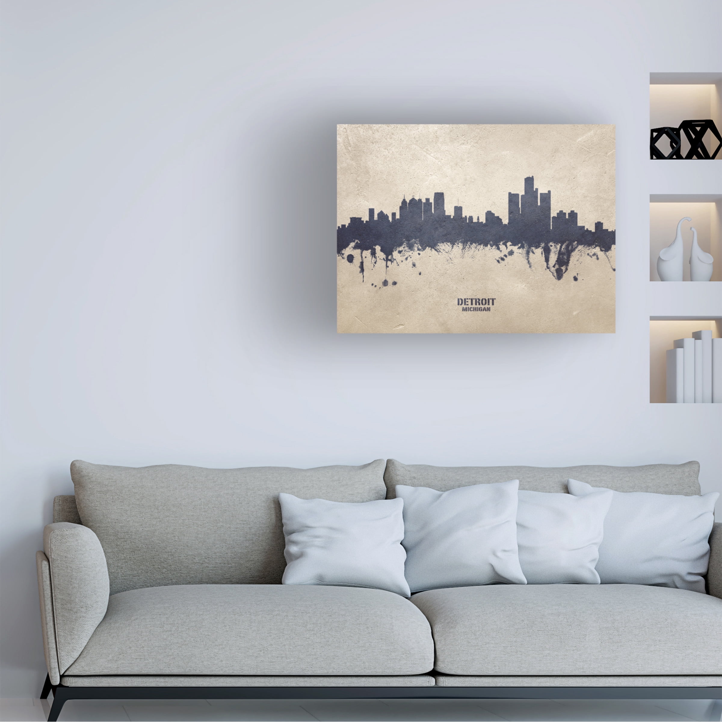 Michael Tompsett 'Detroit Michigan Skyline Concrete' Canvas Art