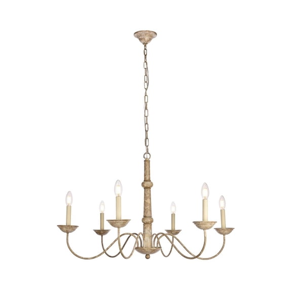 Merritt Collection Chandelier D35 H21.6 Lt:6 Weathered Dove Finish