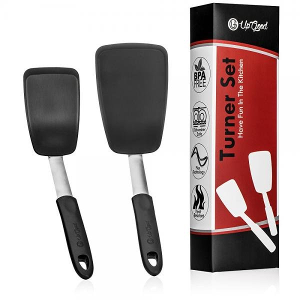 Turner Set 2 Pack Large and Small Kitchen Spatulas Stainless