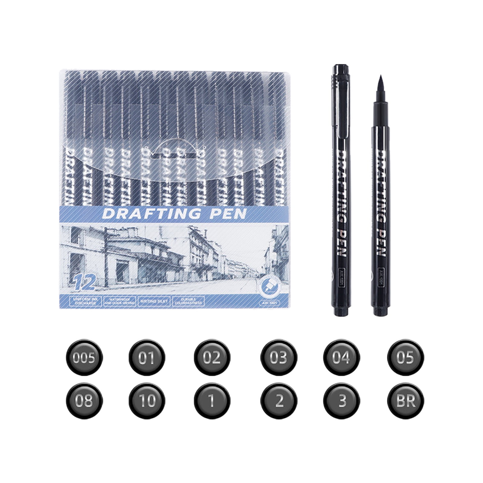 White Detail Pen For Drawing YISAN Black Drawing Pens Set 12 Art