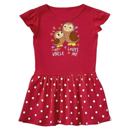 

Inktastic My Uncle Loves Me- cute owl family Gift Toddler Girl Dress