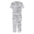 thumbnail image 4 of Offres des Fêtes Iumwxz Pyjamas Rétro Confortables Ensembles d'Été pour Femmes Floral Graphique Col en V Manches Courtes Taille Élastique Tenues Capri pour Dames Faire du Magasinage, 4 of 5