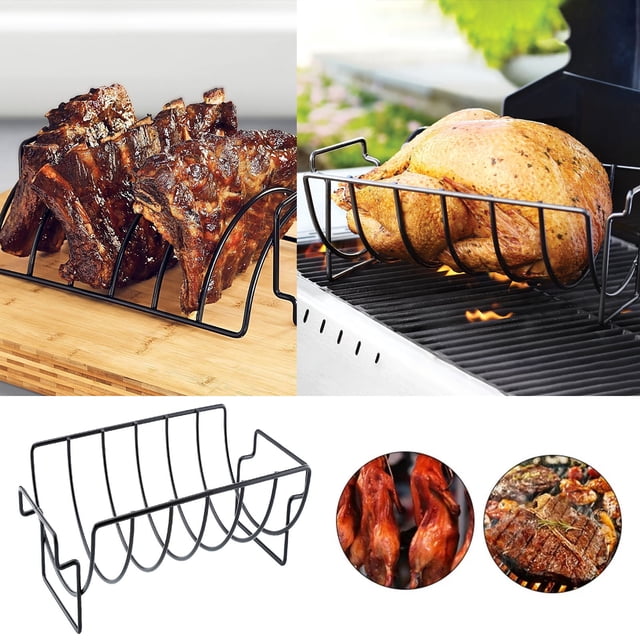 Cqxid Barbecue Grill Under $10 Bbq Rib Rack For Or Grill Sturdy And Non Stick Can Be Used For Grills Grilled Chicken Rack Holds Up To 5 Small Ribs Grilled Meats And Bbq Gifts