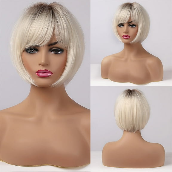 UTOURS Human Hair Wigs For Women Black Color Natural Lace Hair High Temperature Silk Rice White Bob Head Rose Net Wig