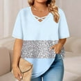 thumbnail image 2 of Otvok Women'S Blouses Casual Summer V-Neck Cross-Front-Collar Striped Unlined Print Oversized Short Sleeve Tops, 2 of 6