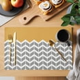 thumbnail image 2 of Placemat Set of 4 Geometric Chevron Orange Placemats for Dining Table White and Gray Stripes Washable Table Mats for Kitchen and Party Decor Indoor & Outdoor Use, 2 of 8
