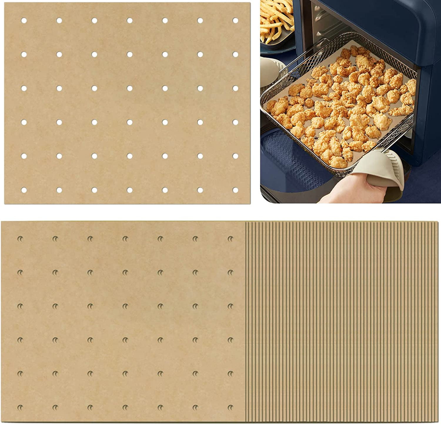 Unbleached Air Fryer Parchment Paper, 100 PCS Perforated Square Air Fryer  Liners for Cuisinart, Breville, Black and Decker Air Fryer, 11 x 9 inch 
