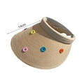 thumbnail image 2 of Sombrero de paja vacío con botón de color para circunferencia de la cabeza, sombrero de paja con ala grande para mujer, protector solar para el sol, sin tapa, para playa, 56-58cm, 2 of 5