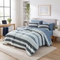 thumbnail image 2 of Regency Heights 7-Piece Comforter Sets, Reversible Striped Comforter Set for Dorm, Lightweight All Season Bedding Set with Pillow Shams,Full, Navy/Blue, 2 of 10