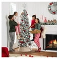 thumbnail image 3 of Flocked Pencil Christmas Tree, Pre-Lit Slim Artificial Holiday Decoration, 7.5Ft Lighted Skinny Snowy Appearance w/Base, 3 of 8