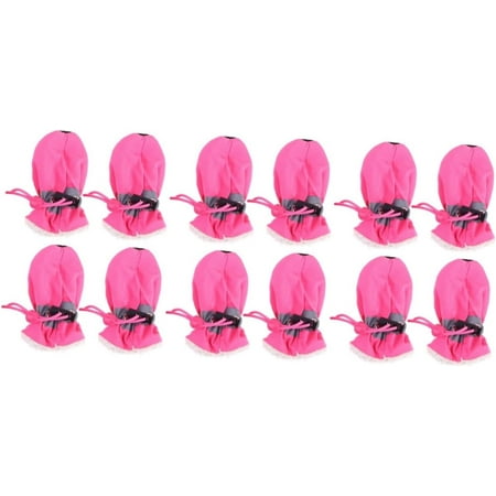 Dog Anti Skid Sole 12 Pcs SetPuppy Dog Winter Boots Rain Day Dog Shoes Dog Booties Sock Rain Boots Snow Boots Pink Indoor Pet Shoes for Dogs Pet Shoes