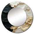 thumbnail image 2 of Designart "Abstract Ivory And Ebony Fluid Art" Beach Round Mirror Wall Decor Coastal - Large Cream Round Office Mirror - Round Mirror - 23" x 23", 2 of 6