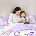 thumbnail image 4 of Castle Fairy Love Heart Print Letter R Twin Bedding Sets 7-Piece for Kids,Cartoon Rainbow Bedding Comforter Set, 4 of 7