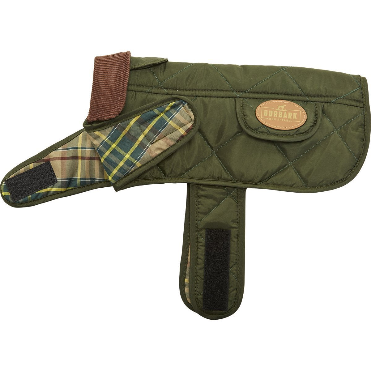 Burbark Quilted Dog Jacket, XSmall, Green