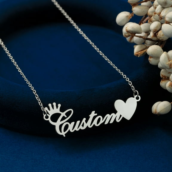 Custom Name Pendant Necklaces For Women Men Stainless Steel Customized Heart Choker Personalized Goth Neck Chain Jewelry