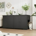 thumbnail image 3 of Lovinouse Cat  Litter Box Enclosure, Large Hidden Decorative Litterbox Cabinet Furniture with Magnetic Doors, Cat Hole and Raised Bottom for 2 Cats, Black(47.2"x 19.7"x 23.6"), 3 of 7
