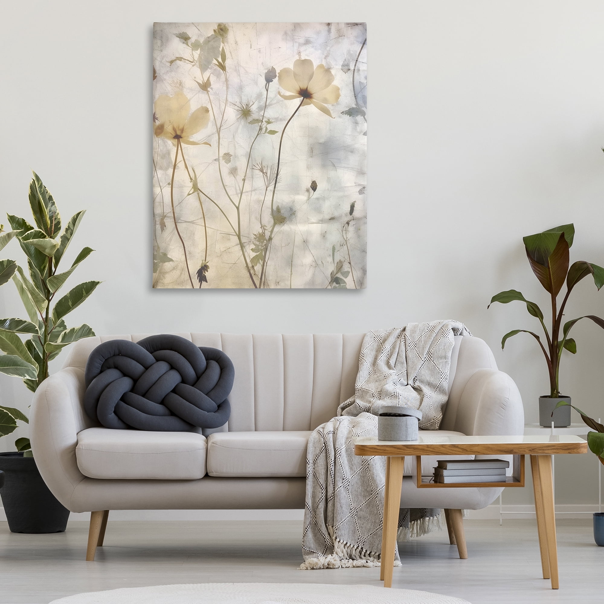Stupell Industries Soft Neutral Botanicals Plants & Flowers Painting Wrapped Canvas Art Print Wall Art, 36 x 48