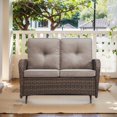 thumbnail image 2 of PARKWELL Wicker Loveseat Glider - Outdoor Patio 2 Seater Couch Sofa Rocker with Soft Thick Cushion - Sturdy Frame - Gray, 2 of 10