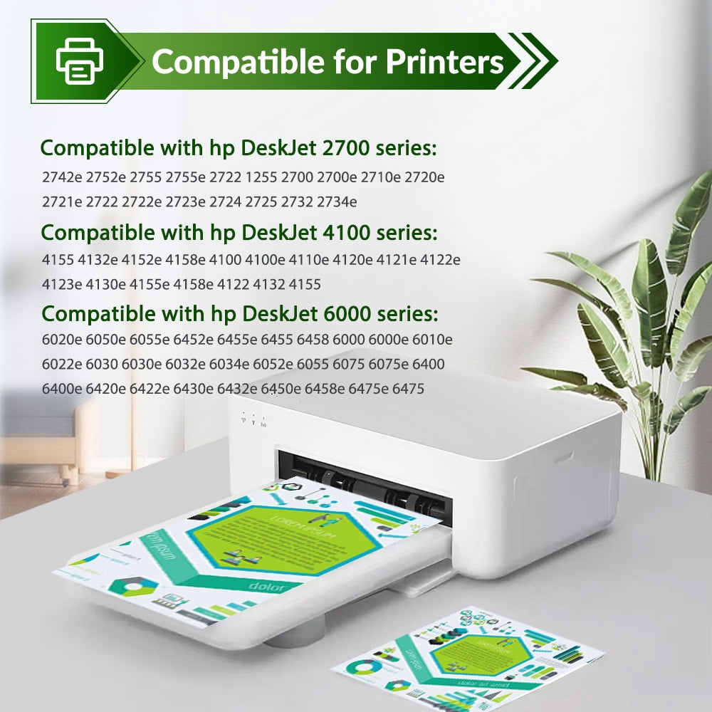 67XL High Yield Printer Ink 2 Pack Black Tri-Color Compatible for 67 Ink Cartridge Combo Pack for DeskJet 2742e 2752e 2755 2755e 2722 Printer 4155 4132e 4152e 4158e Envy 6020e 6050e 6055e
