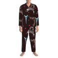 thumbnail image 3 of Yiaed Eiffel Tower Print Men’s Pajamas Set - Long Sleeve Button Down Sleep Shirt and Pajama Bottoms Sleepwear Set Mens Pjs Sets Men's Pajama Bottoms-Medium, 3 of 7