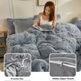 thumbnail image 7 of LIFEREVO Luxury Plush Shaggy Duvet Cover Set, Soft Velvet Fluffy Furry Duvet Cover Set(1 Faux Fur Fuzzy Comforter Cover + 2 Pom Poms Pillowcases) Solid Bedding Set, Zipper Closure(Full/Queen, Gray), 7 of 7