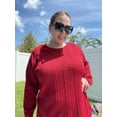 thumbnail image 4 of CASSIE LIZ Plus Size Sweaters 3X Womens Crew Neck Knit Pullover Fall Fashion Wine Red Loose Fit Winter Dressy 3XL 22W 24W, 4 of 10