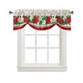 thumbnail image 3 of Christmas Poinsettia Flower Berry Window Curtain Living Room Kitchen Cabinet Tie-up Valance Curtain Rod Pocket Valance, 3 of 6