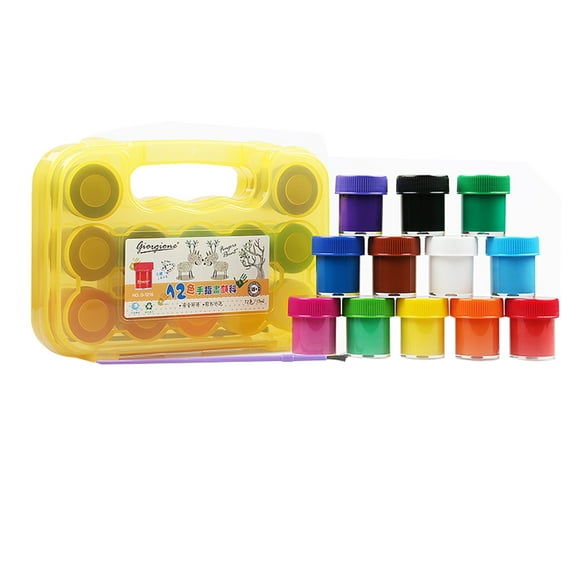 Art Paint, 12 Colors Finger Paints Set 15ml Each Bottle Washable Paints Non Toxic with Brush Art Supplies for Toddlers Children DIY Art & Craft Painting