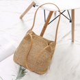 thumbnail image 4 of Bolso de paja tejido a mano para mujer, tipo cubo, tipo bandolera (beige oscuro), 4 of 5