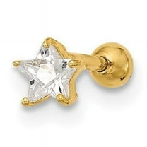 Primal Gold 14 Karat Yellow Gold Cubic Zirconia Star Labret/Face Jewelry
