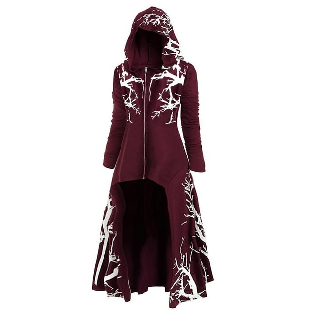 EQWLJWE Hoodies pour Femmes, Hauts Amples d'Halloween pour Femmes Pull Grande Taille Manteau Rétro Robe à Capuche Élasticité, Offres, Réduction