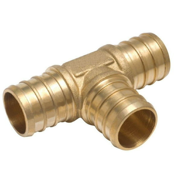 3/4 x 3/4 x 3/4 Inch (0.75) PEX Barbed Tee Connector Fitting Crimp Brass for PEX Pipe Tubing, No Lead