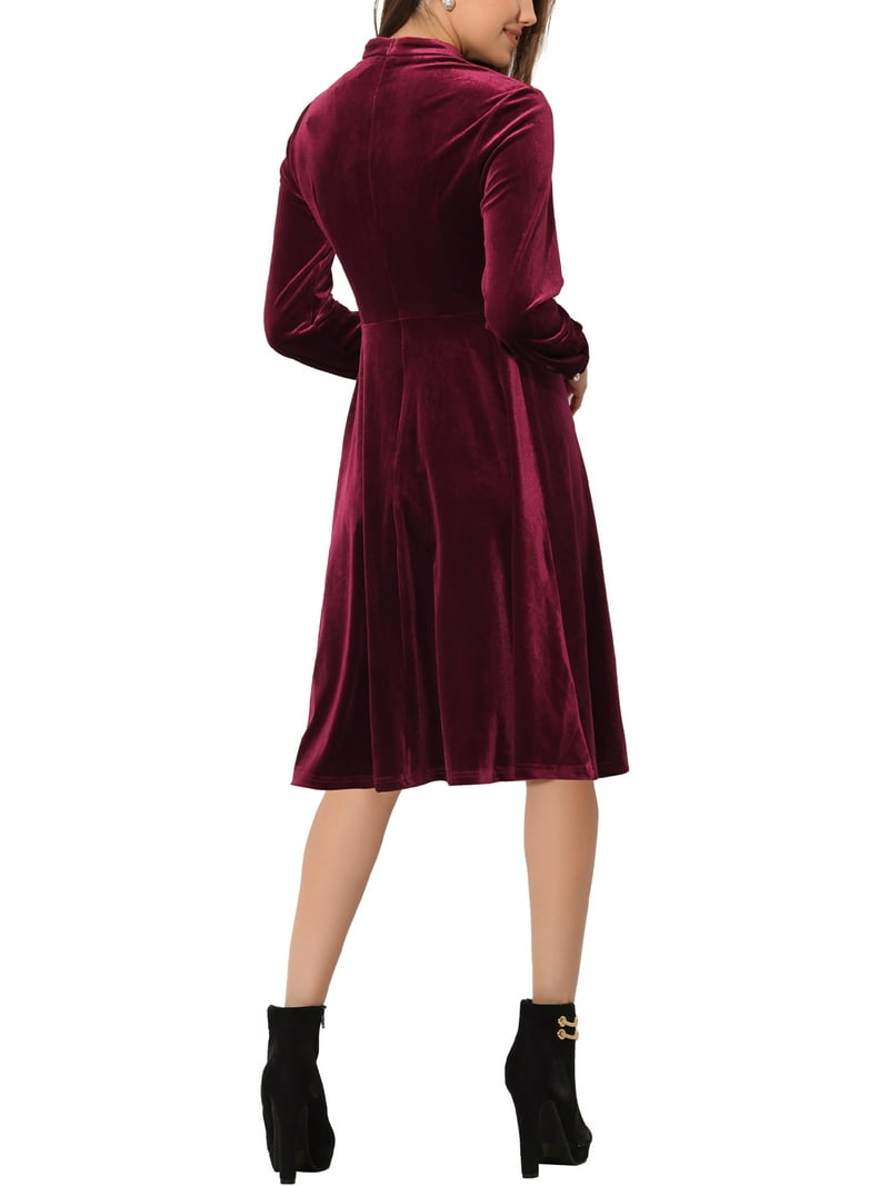 burgundy flare dress OFF SHOULDER FLARE DRESS - BURGUNDY