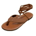 thumbnail image 5 of Mepaouo Women's Lace up Gladiator Sandals Criss Cross Strappy Flip Flops Tie up Summer Flat Shoes, 5 of 6