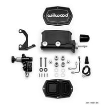 Wilwood 261-14961-BK 0.88 in. Bore Compact Tandem MC Kit with Bracket & Valve, Black